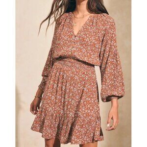 Faherty Montana Mini Dress Smocked Waist Balloon Sleeve In‎ Ennis Floral Medium